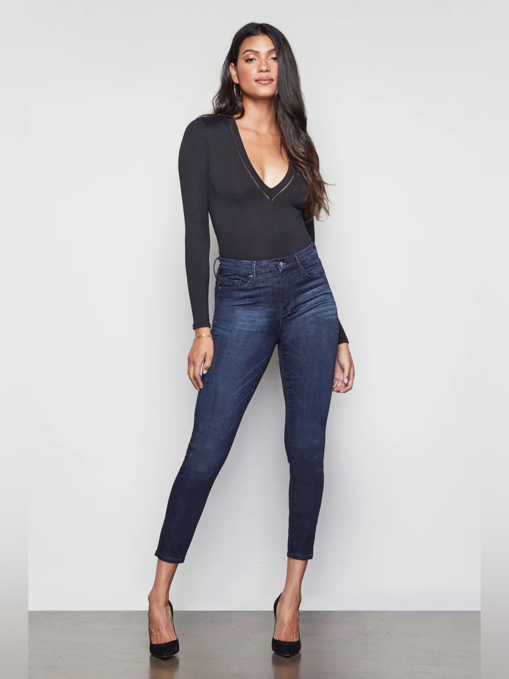 Good American Good Waist Super High Rise Skinny Jeans Medium‎ Blue Wash 16